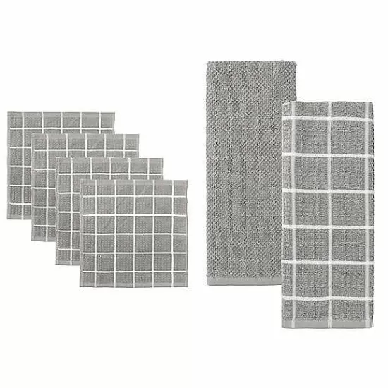 Food Network™ Kitchen Linens*Food Network® Windowpane Grid Dishcloth & Kitchen Towel 6-Pk.